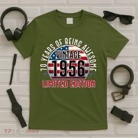 70th Birthday Vintage 1956 Limited Edition Years Of Being Awesome USA Flag  T-Shirt thumb 5