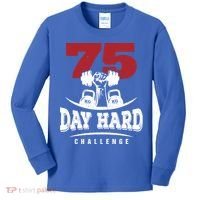 75 Day Hard Challenge Workout Motivation Gift Kids Long Sleeve Shirt thumb 0