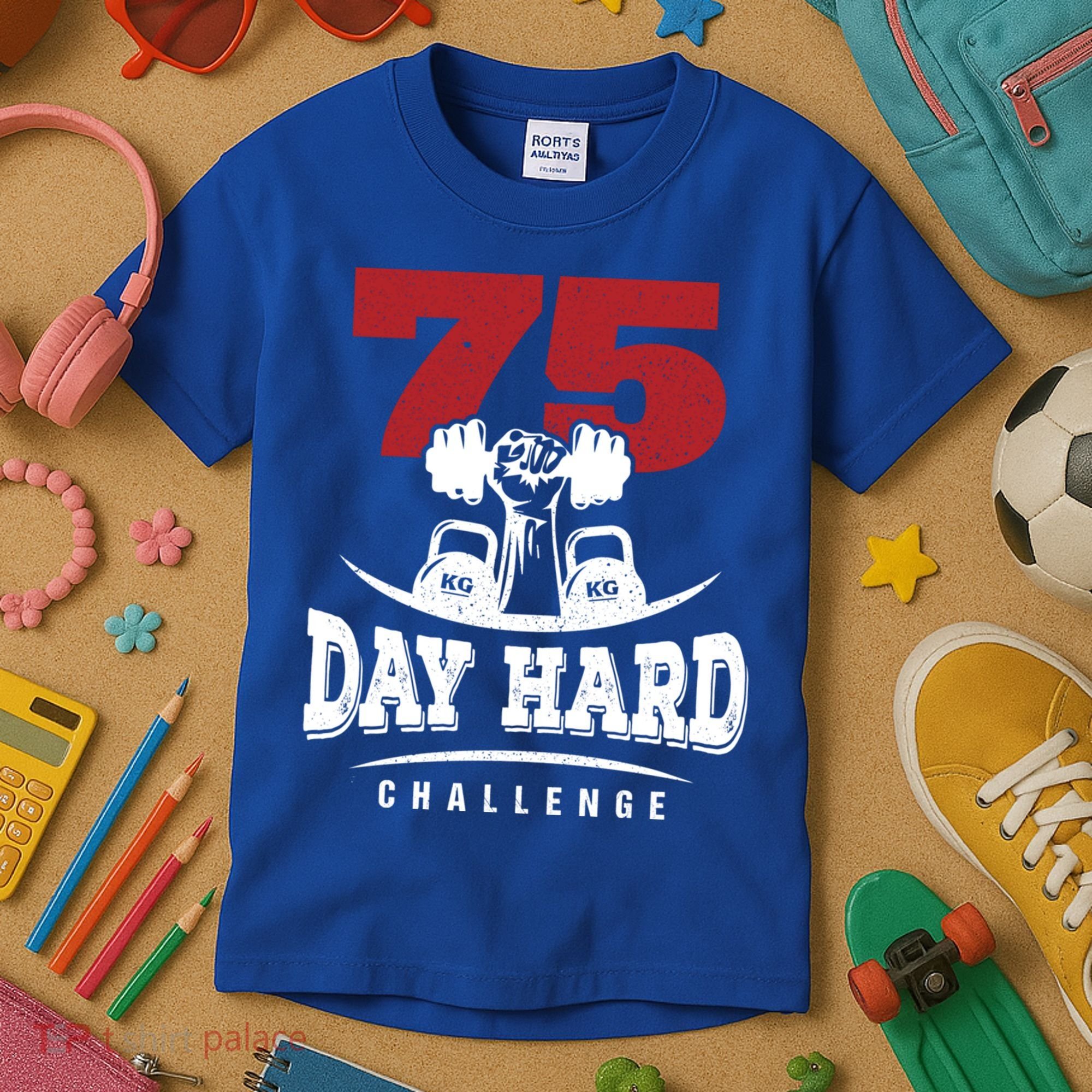 75 Day Hard Challenge Workout Motivation Gift Kids T-Shirt