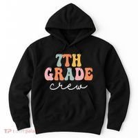 7th Grade Crew Retro Groovy Women Happy First Day Of School Hoodie thumb 0