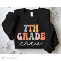 7th Grade Crew Retro Groovy Women Happy First Day Of School Sweatshirt thumb 2