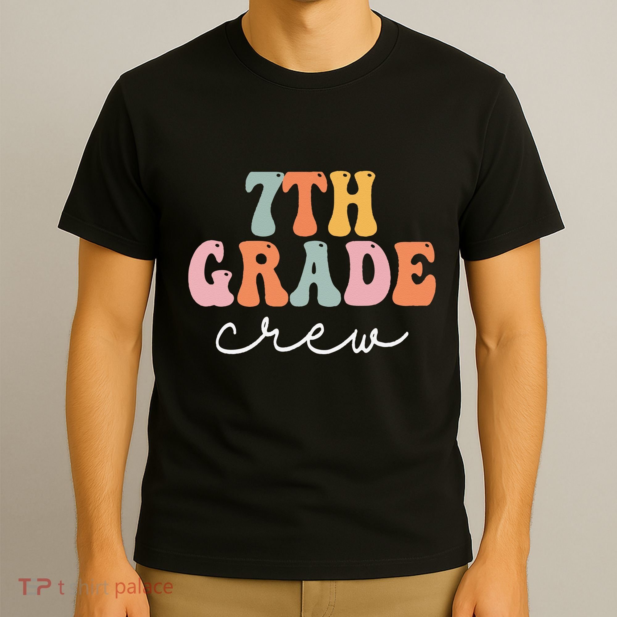 7th Grade Crew Retro Groovy Women Happy First Day Of School T-Shirt