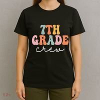 7th Grade Crew Retro Groovy Women Happy First Day Of School T-Shirt thumb 4