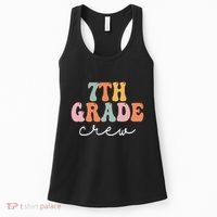 7th Grade Crew Retro Groovy Women Happy First Day Of School Women's Tank Top thumb 0