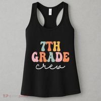 7th Grade Crew Retro Groovy Women Happy First Day Of School Women's Tank Top thumb 3