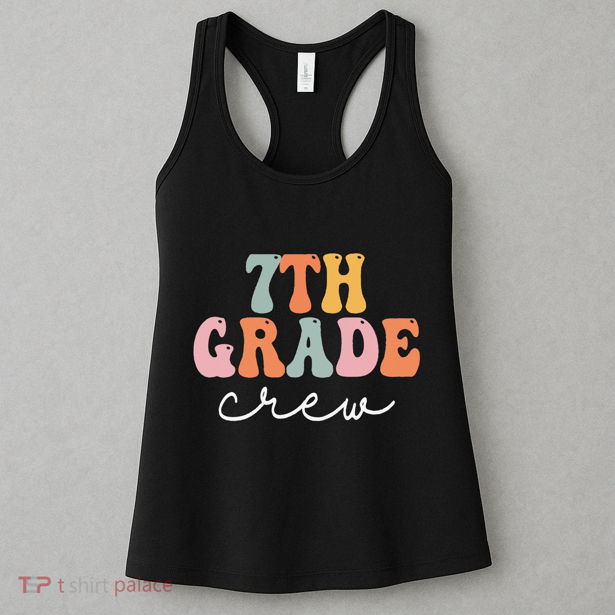 7th Grade Crew Retro Groovy Women Happy First Day Of School Women's Tank Top