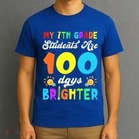 7th Grade Students Are 100 Days Brighter 100th Day Of School Gift T-Shirt thumb 3