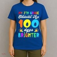 7th Grade Students Are 100 Days Brighter 100th Day Of School Gift T-Shirt thumb 4