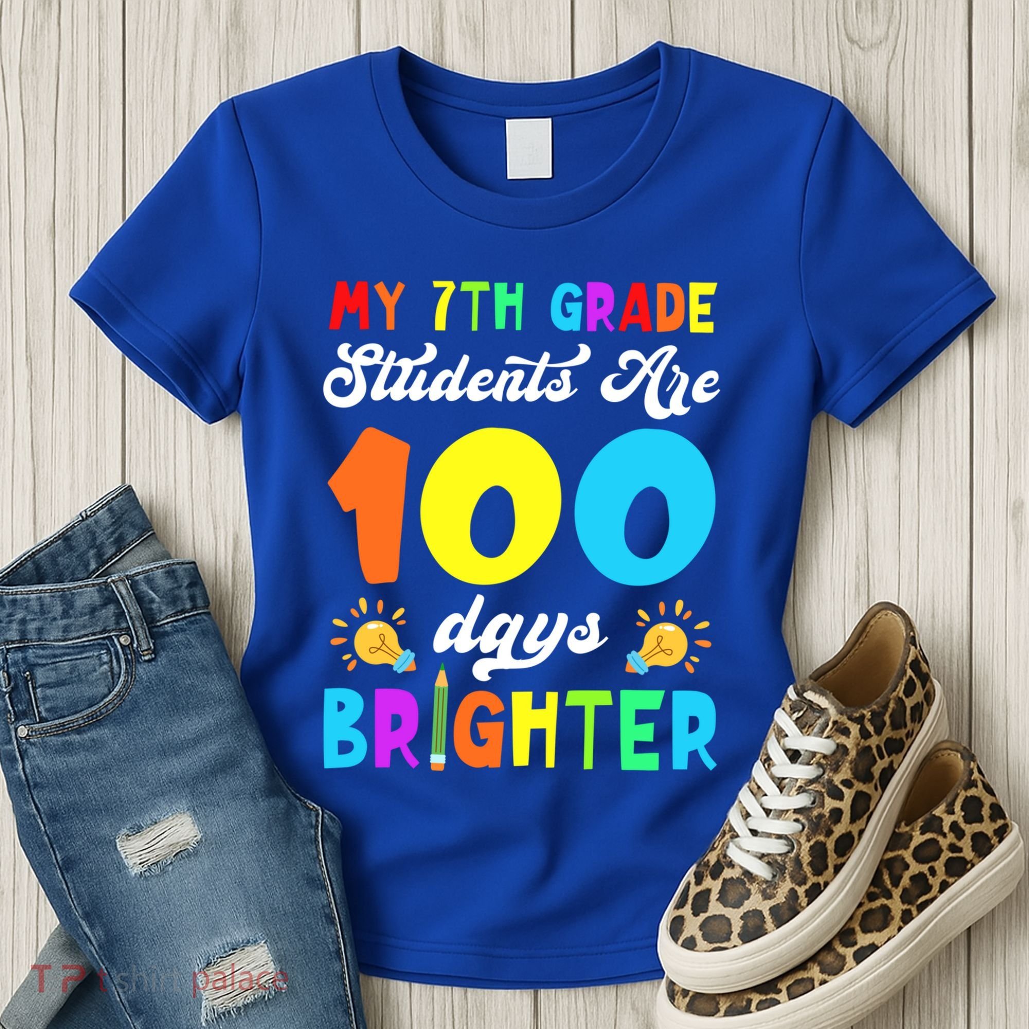 7th Grade Students Are 100 Days Brighter 100th Day Of School Gift Women's T-Shirt