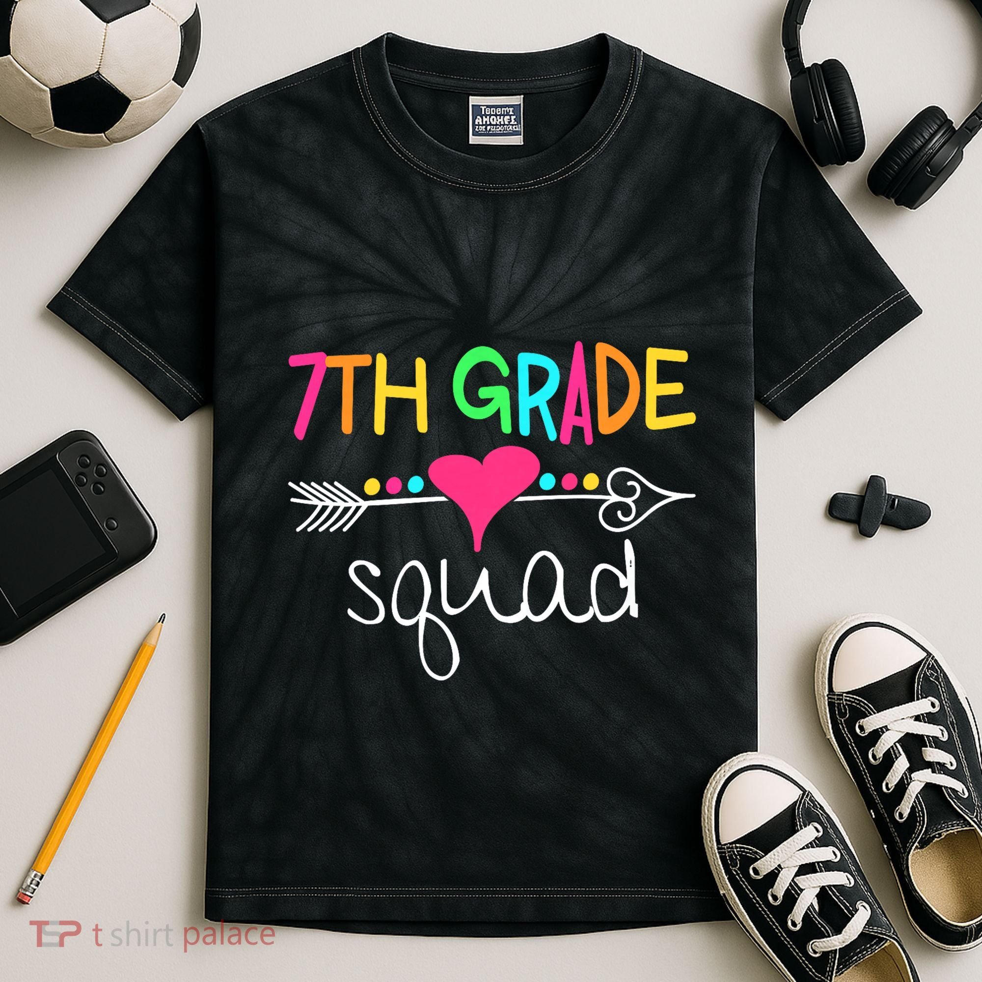 7th Grade Squad Seventh Teacher Student Team Back To School Kids Tie-Dye T-Shirt