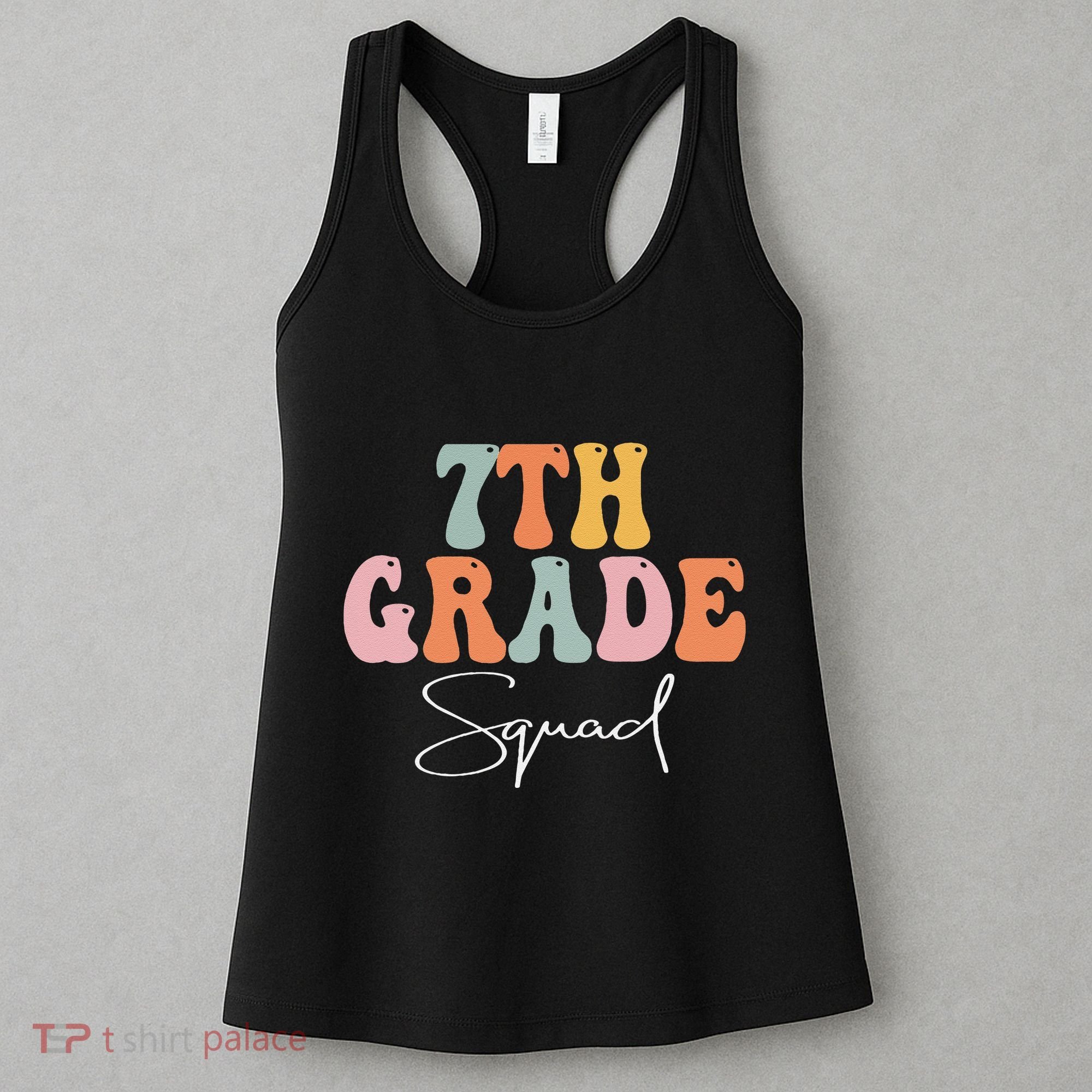 7th Grade Squad Retro Groovy Funny Happy First Day Of School Women's Tank Top