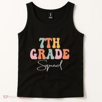 7th Grade Squad Retro Groovy Funny Happy First Day Of School Tank Top thumb 2