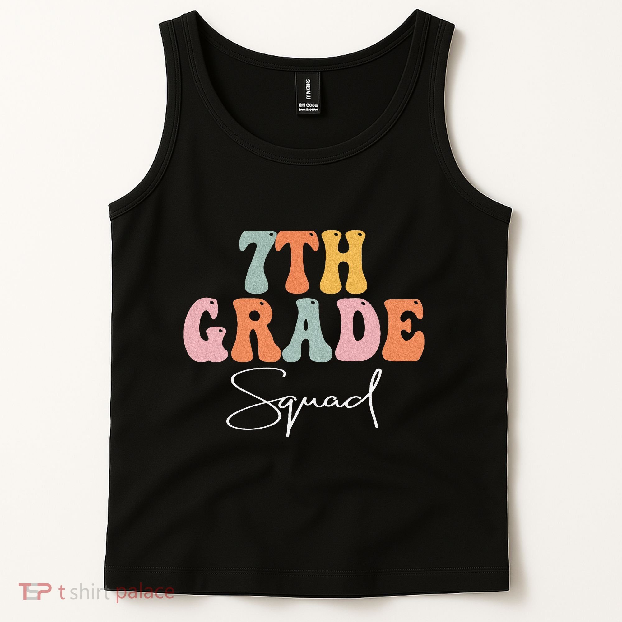 7th Grade Squad Retro Groovy Funny Happy First Day Of School Tank Top