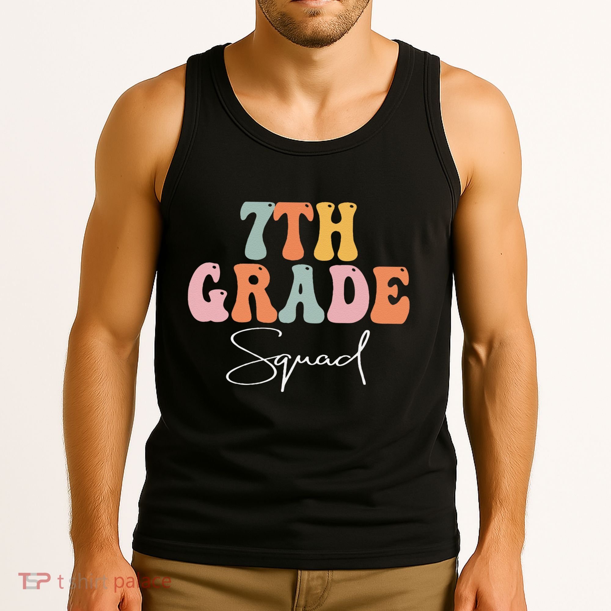 7th Grade Squad Retro Groovy Funny Happy First Day Of School Tank Top