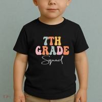 7th Grade Squad Retro Groovy Funny Happy First Day Of School Toddler T-Shirt thumb 2