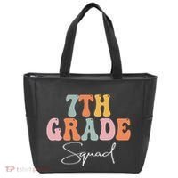 7th Grade Squad Retro Groovy Funny Happy First Day Of School Tote Bag thumb 0