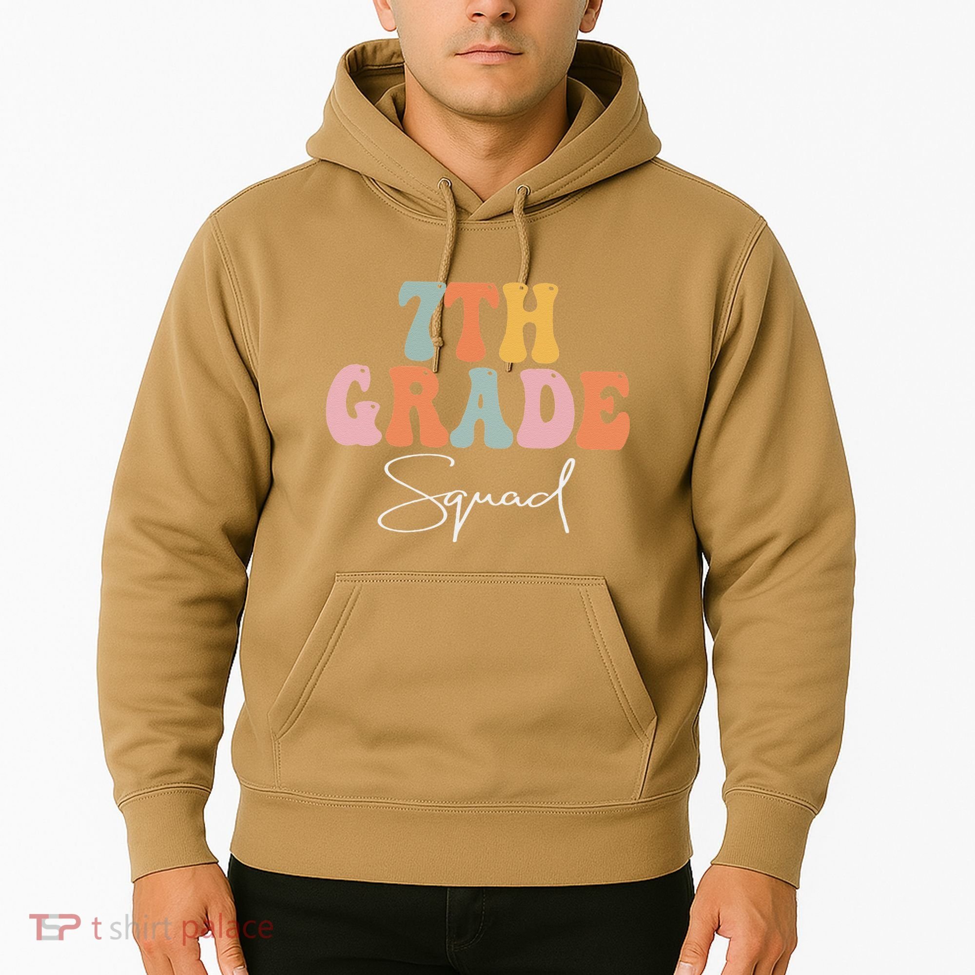 7th Grade Squad Retro Groovy Funny Happy First Day Of School Hoodie