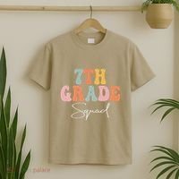 7th Grade Squad Retro Groovy Funny Happy First Day Of School T-Shirt thumb 2