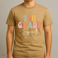 7th Grade Squad Retro Groovy Funny Happy First Day Of School T-Shirt thumb 3