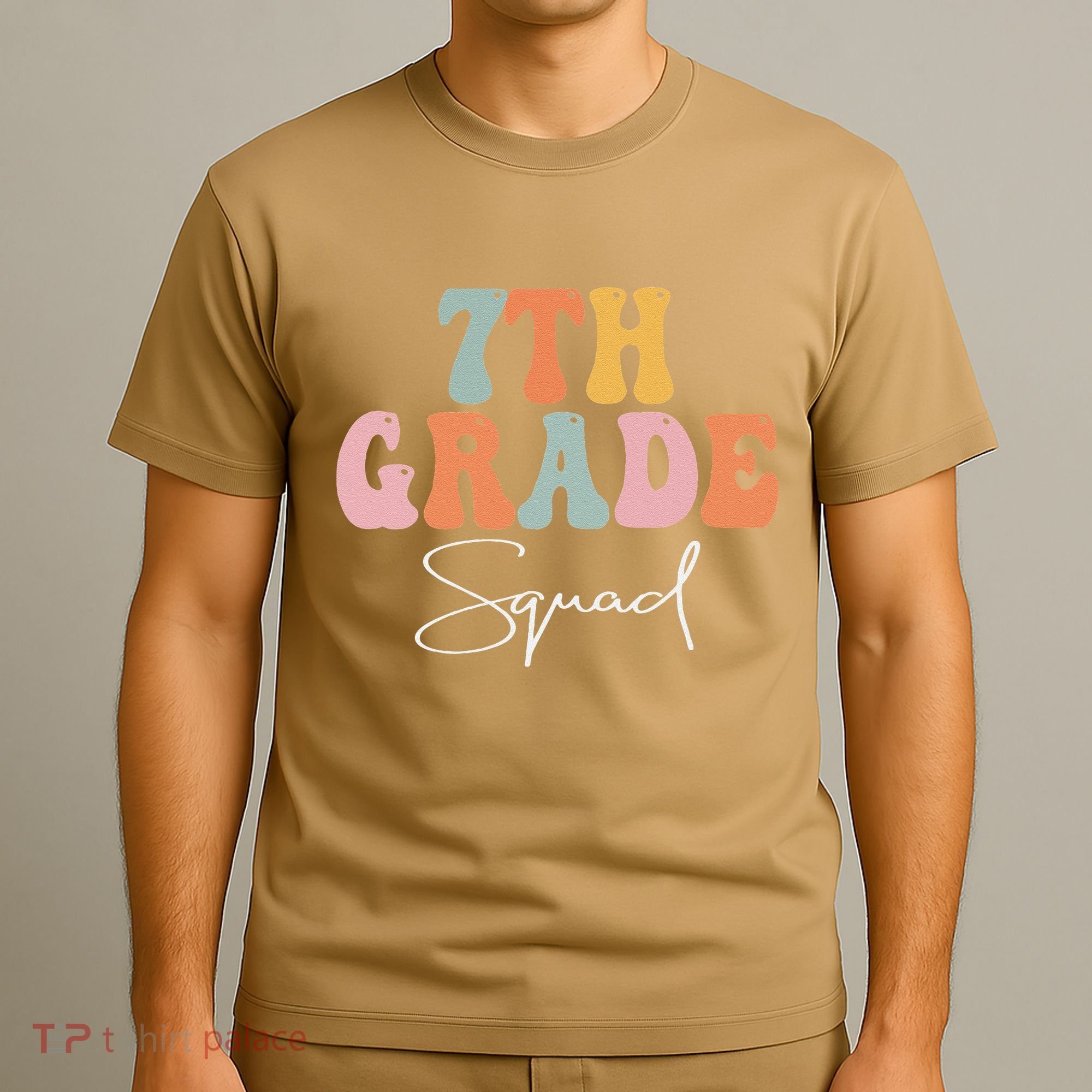 7th Grade Squad Retro Groovy Funny Happy First Day Of School T-Shirt