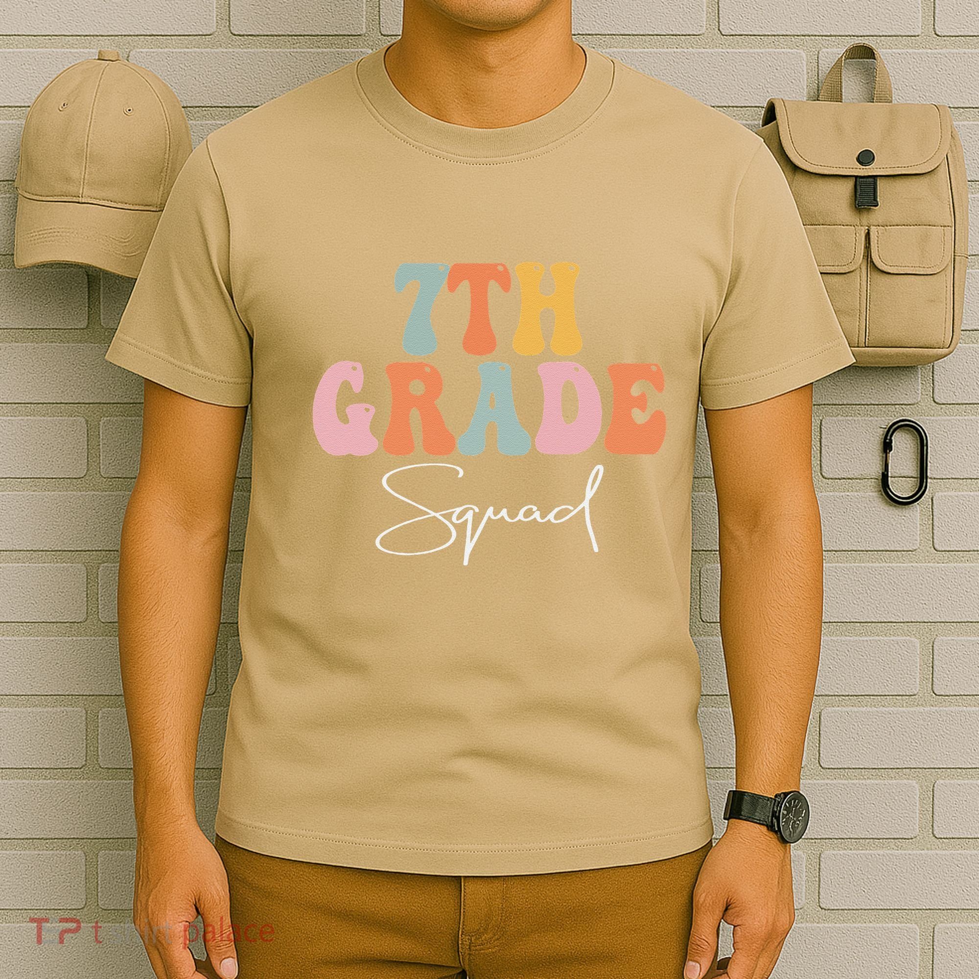 7th Grade Squad Retro Groovy Funny Happy First Day Of School T-Shirt