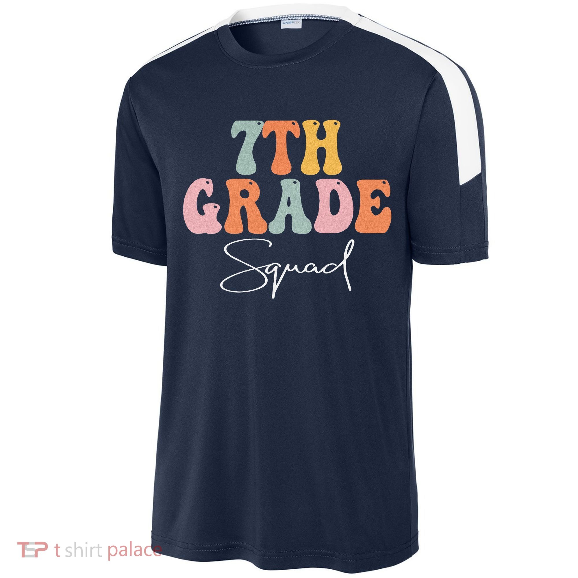 7th Grade Squad Retro Groovy Funny Happy First Day Of School Sport-Tek Competitor United Soccer Jersey
