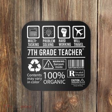 7th Grade Teacher MultiTasking Certified Job Back To School Gift Coaster