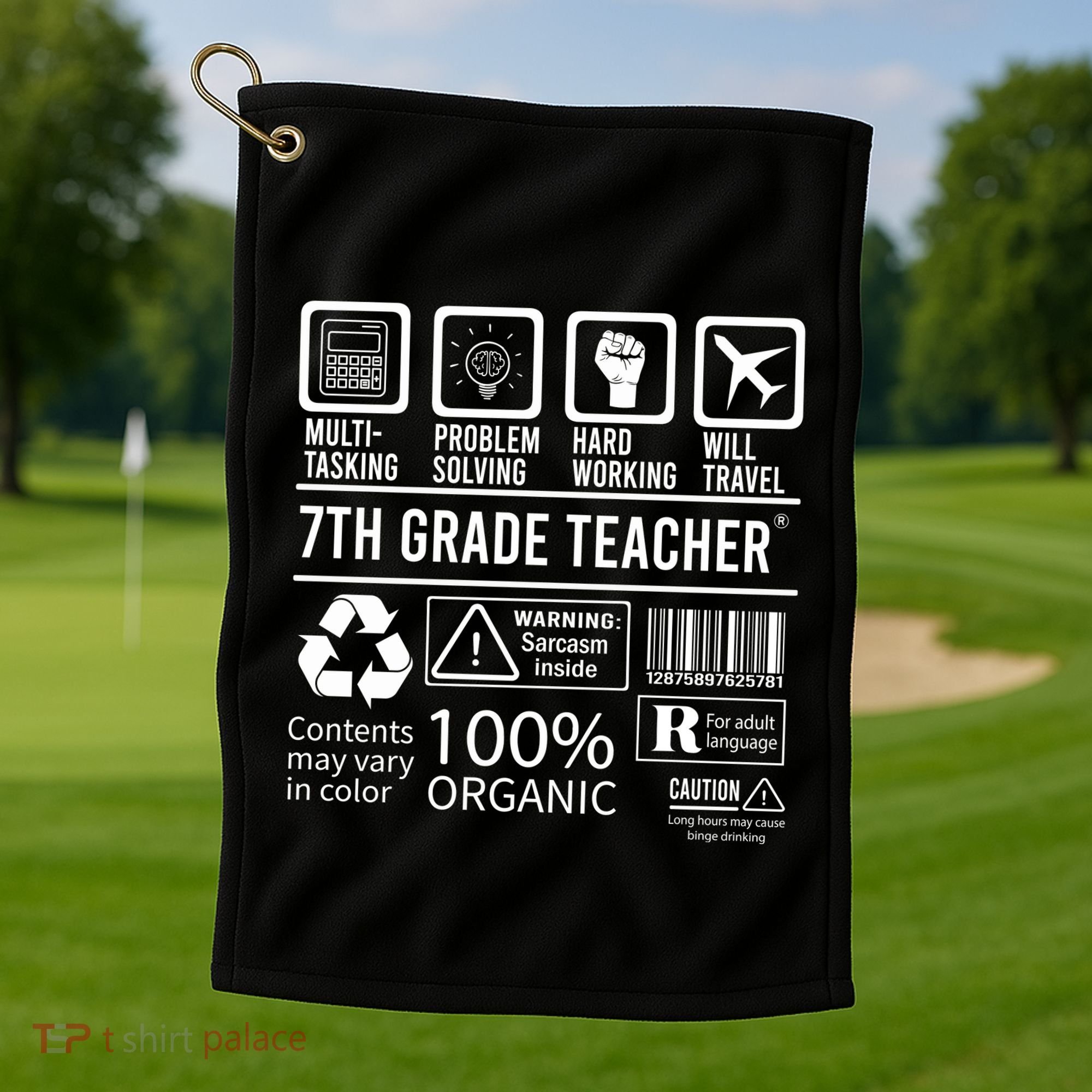 7th Grade Teacher MultiTasking Certified Job Back To School Gift Golf Towel