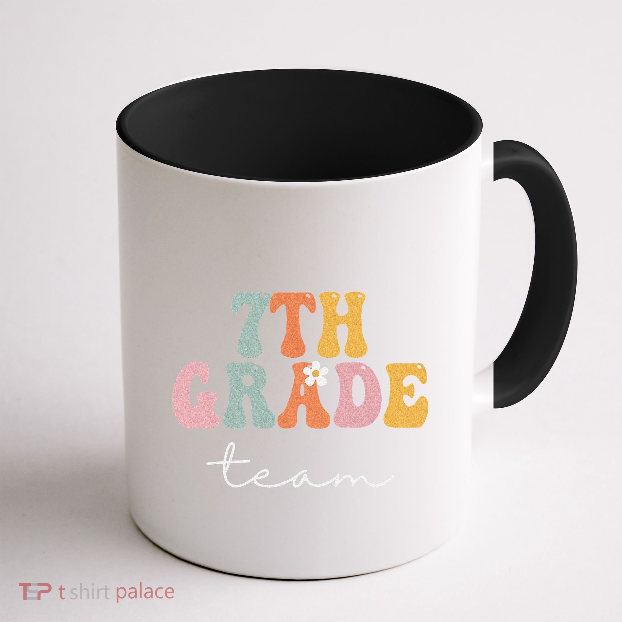 7th Grade Team Retro Groovy Funny Happy First Day Of School Coffee Mug