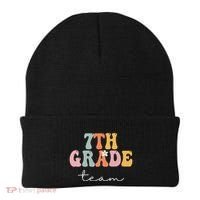 7th Grade Team Retro Groovy Funny Happy First Day Of School Beanie thumb 0