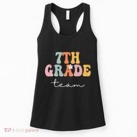 7th Grade Team Retro Groovy Funny Happy First Day Of School Women's Tank Top thumb 0