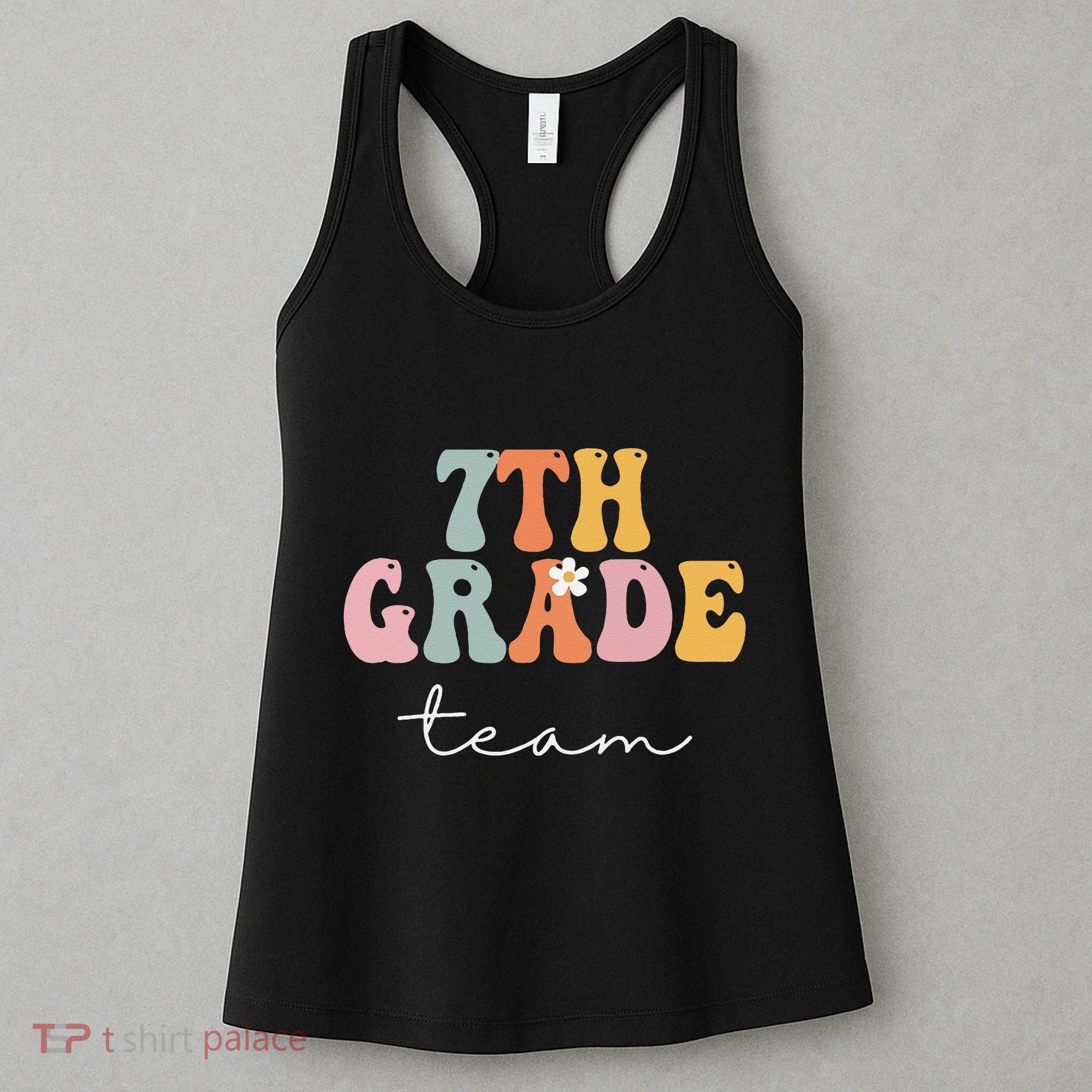 7th Grade Team Retro Groovy Funny Happy First Day Of School Women's Tank Top
