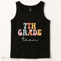 7th Grade Team Retro Groovy Funny Happy First Day Of School Tank Top thumb 2