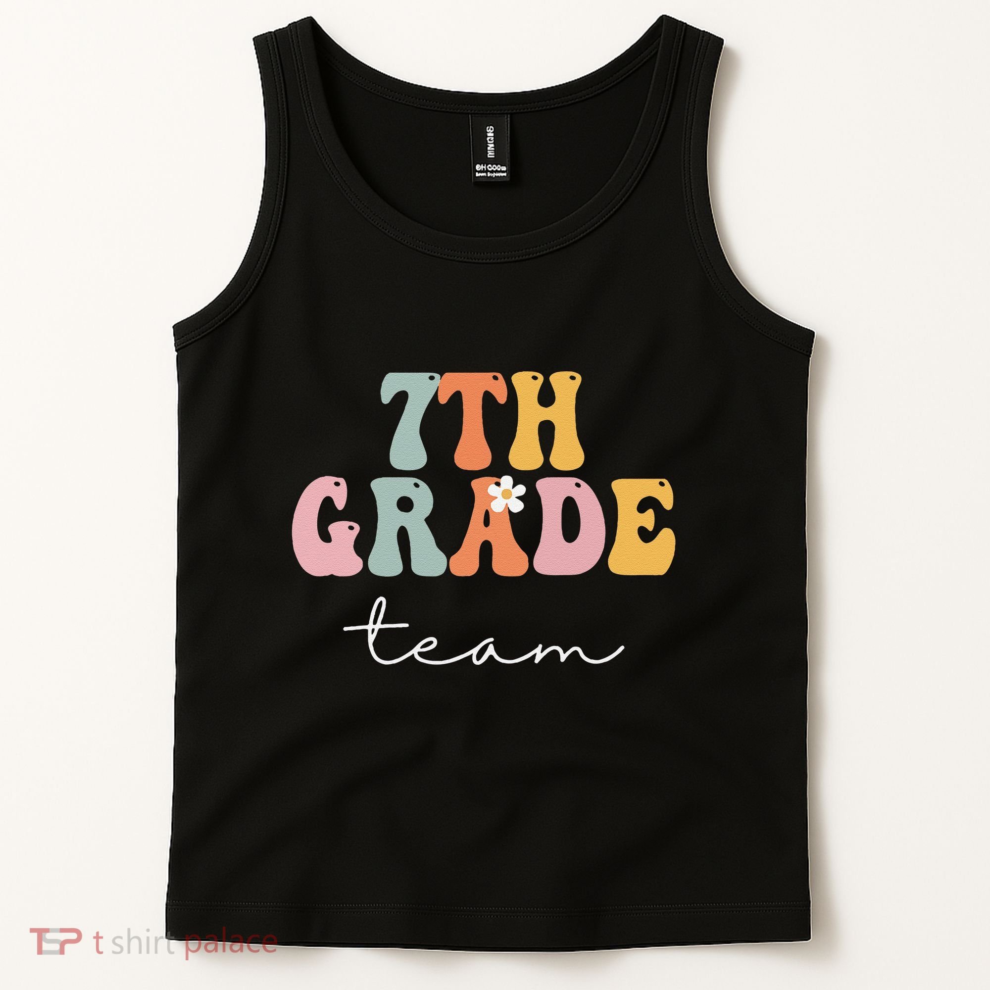 7th Grade Team Retro Groovy Funny Happy First Day Of School Tank Top