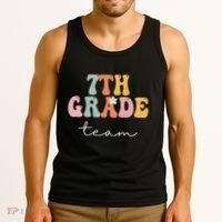 7th Grade Team Retro Groovy Funny Happy First Day Of School Tank Top thumb 3