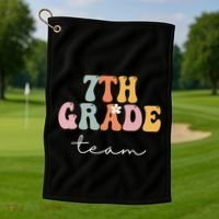 7th Grade Team Retro Groovy Funny Happy First Day Of School Golf Towel thumb 1