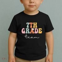 7th Grade Team Retro Groovy Funny Happy First Day Of School Toddler T-Shirt thumb 2