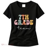 7th Grade Team Retro Groovy Funny Happy First Day Of School Women's T-Shirt thumb 0