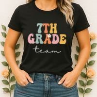 7th Grade Team Retro Groovy Funny Happy First Day Of School Women's T-Shirt thumb 2