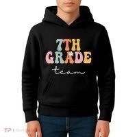 7th Grade Team Retro Groovy Funny Happy First Day Of School Kids Hoodie thumb 4