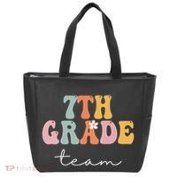 7th Grade Team Retro Groovy Funny Happy First Day Of School Tote Bag thumb 0