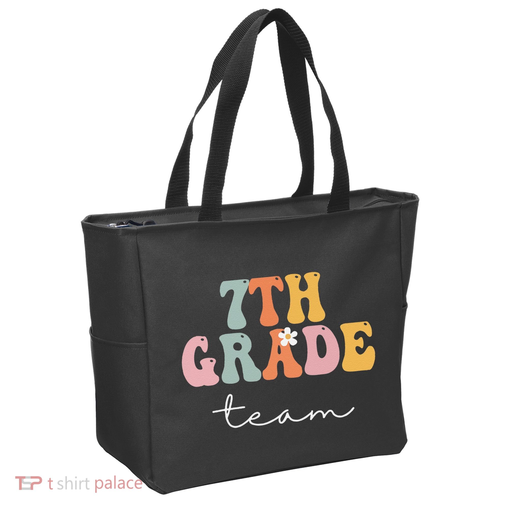 7th Grade Team Retro Groovy Funny Happy First Day Of School Tote Bag