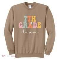7th Grade Team Retro Groovy Funny Happy First Day Of School Sweatshirt thumb 0