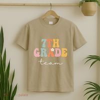 7th Grade Team Retro Groovy Funny Happy First Day Of School T-Shirt thumb 2