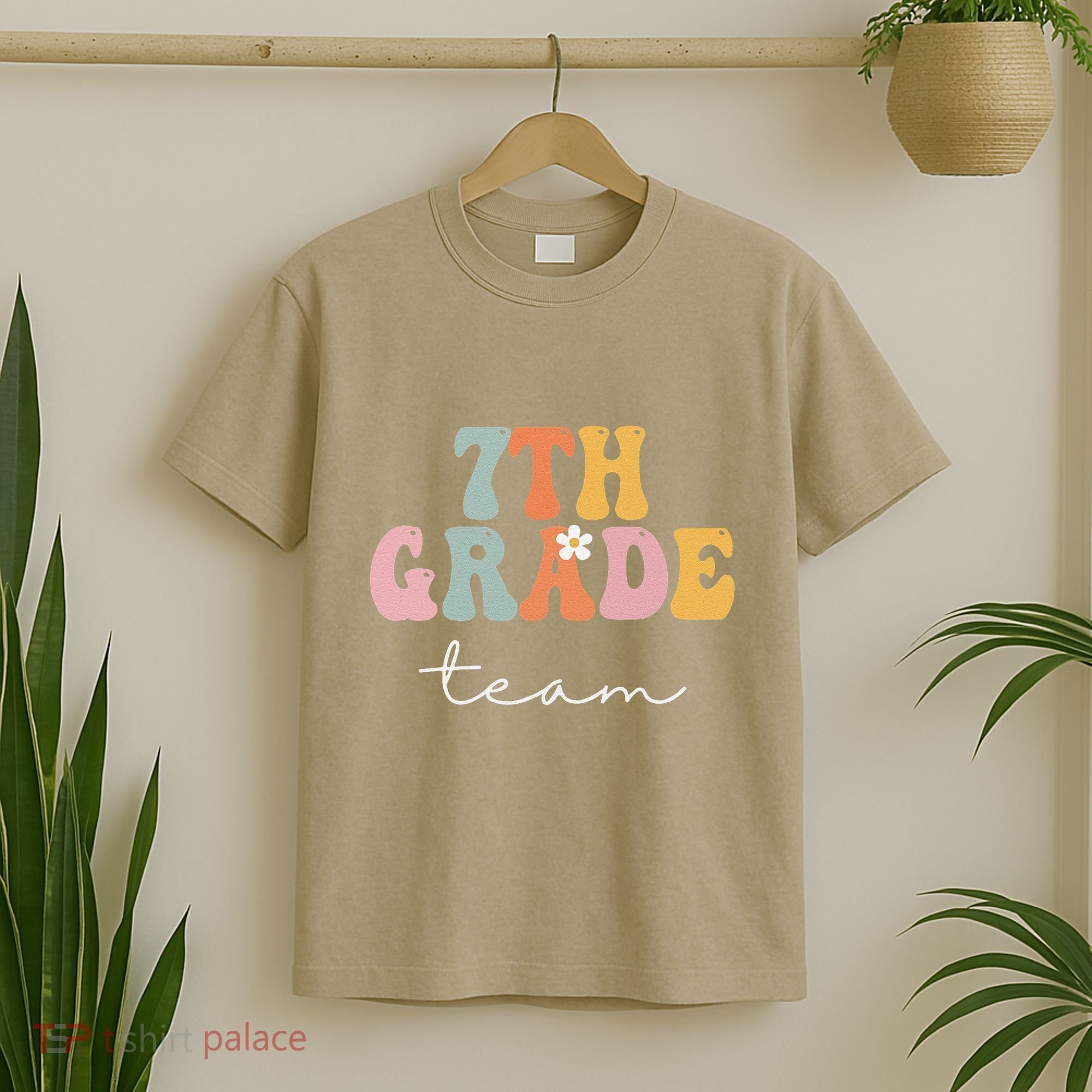 7th Grade Team Retro Groovy Funny Happy First Day Of School T-Shirt