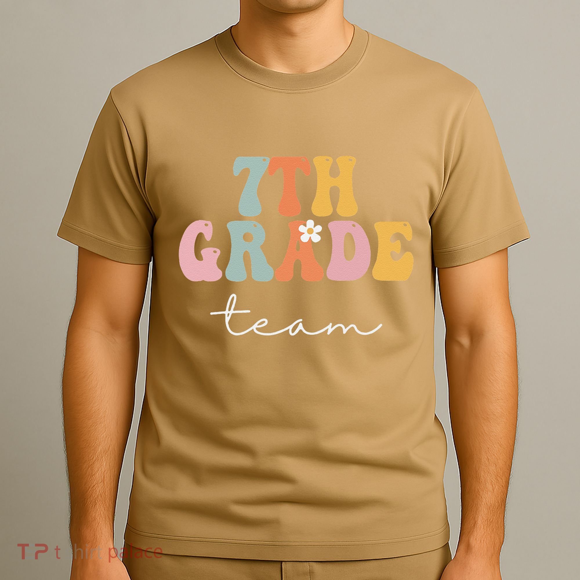 7th Grade Team Retro Groovy Funny Happy First Day Of School T-Shirt