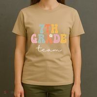 7th Grade Team Retro Groovy Funny Happy First Day Of School T-Shirt thumb 4