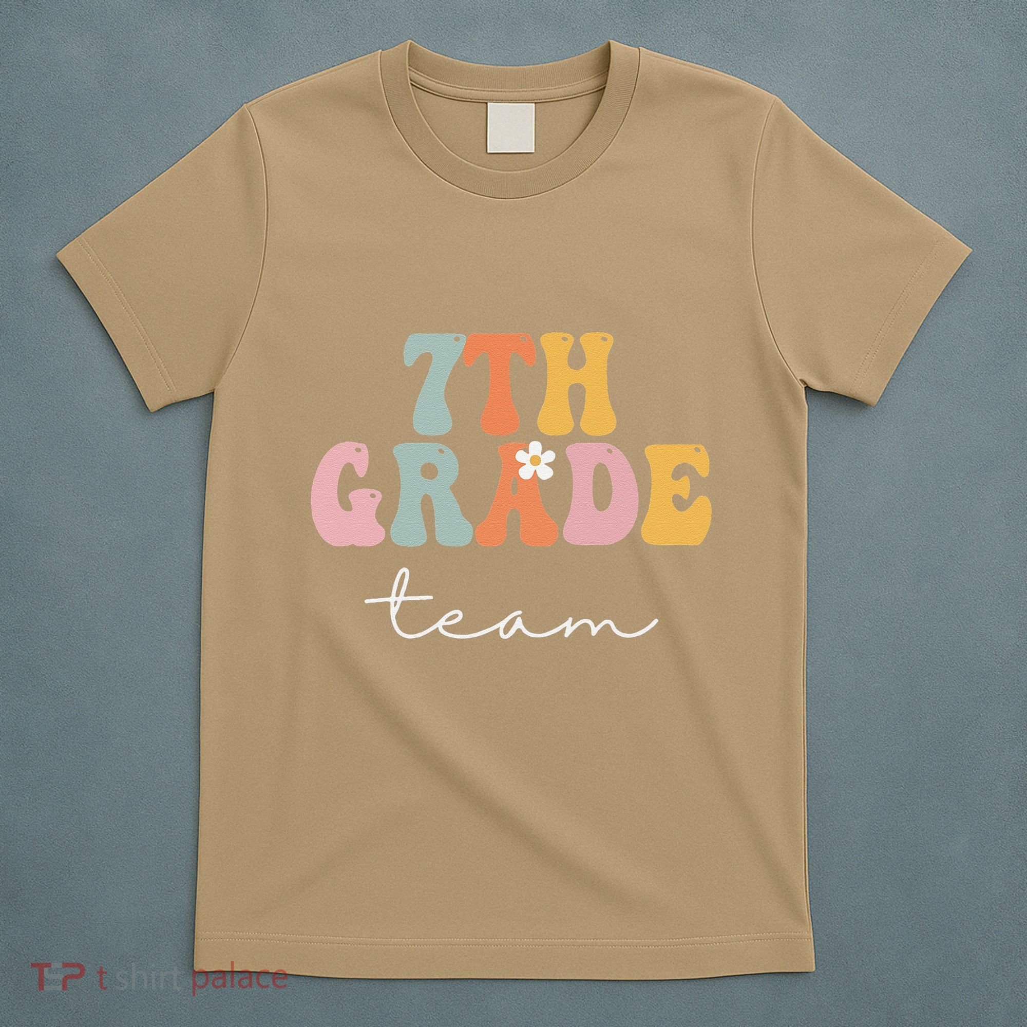 7th Grade Team Retro Groovy Funny Happy First Day Of School T-Shirt