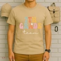 7th Grade Team Retro Groovy Funny Happy First Day Of School T-Shirt thumb 6