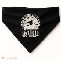 7Th Grade Teacher By Day Witch By Night Funny Halloween Gift USA-Made Doggie Bandana thumb 0